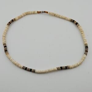 Y2K Pooka Shell Beaded Choker Necklace Multicolor Beige Brown Black Boho Surfer